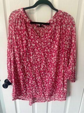 Anne Carson Pink Floral Blouse 1X